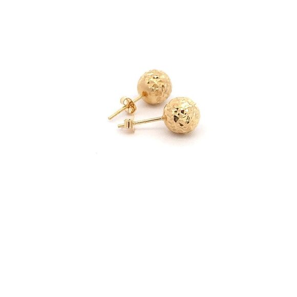18K Yellow Gold Earrings Stud Ball Textured 1.44 grams - Picture 5 of 13